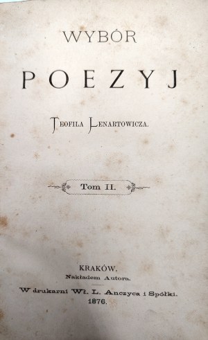 Lenartowicz Teofil - Selection of Poems - Volume II - Krakow 1876