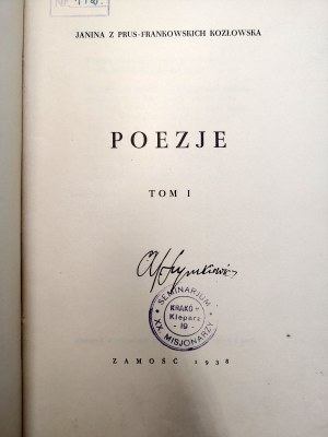 Janina née Prus - Frankowska Kozlowska - Poetry - Zamosc 1938