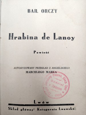 Bar. Orczy - Countess de Lanoy - Lviv ca. 1925