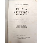 Sygietyński Antoni - Pisma Krytyczne Wybrane, Warszawa 1932