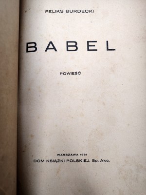 Burdecki Feliks - Babel - Warsaw 1931 [ First edition ].