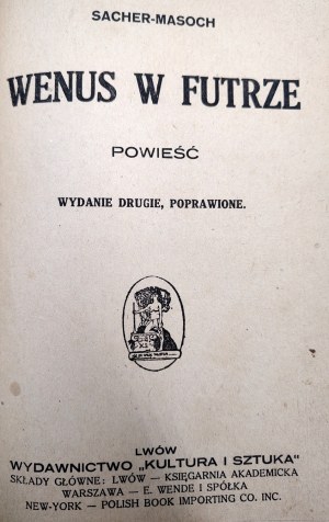 Sacher - Masoch Leopold - Venus in Fur - Lviv 1919 [ Second edition, Masochism].