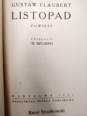 Flaubert Gustav - November - Warsaw 1920