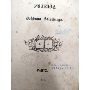 Zaleski Józef Bohdan - Poezja -Duch od stepu. Przygrawka do nowej poezji - poemat , Paryż 1841 [ Pierwsze wydanie, szkoła ukraińska polskiego romantyzmu]