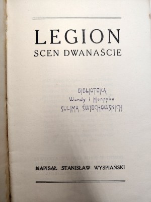 Wyspiański Stanisław - Legion scenes dwanaście, Kraków 1916 [ artistic binding, stamp of Wanda and Henryk Świechowski coat of arms Sulima ].