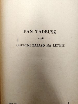 Mickiewicz Adam - Pan Tadeusz , Warsaw 1888