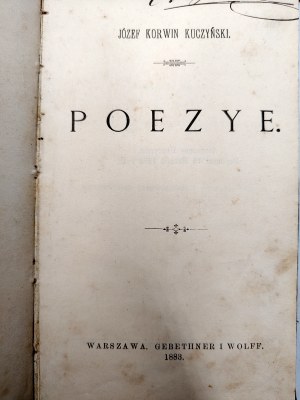 Kuczynski Korwin Józef - Poems - Warsaw 1883