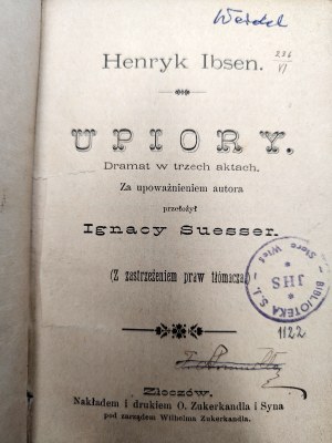 Ibsen Henrik - Dramas - Zloczow circa 1900.