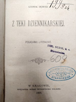 Dębicki Ludwik - From the Journalist's portfolio, Cracow 1893