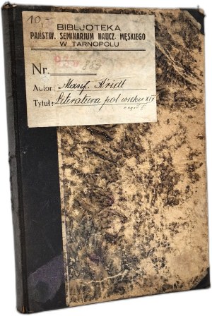 Kridl Manfred - Literatura Polska wieku XIX cz. I ( from the third partition to Mickiewicz's speech 1795 - 1822, Warsaw 1925 [ Bibl. Tarnopol stamp ].