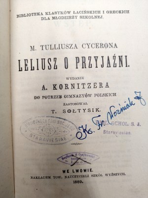Soltysek T. - M. Tullius Cicero's Lelius on Friendship, edition by A. Kornitzer, Lviv 1889