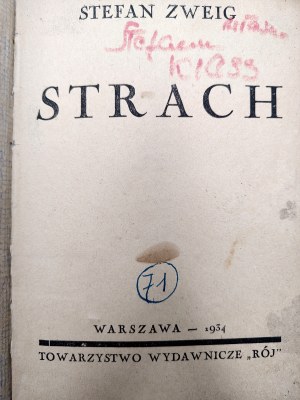 Zweig Stefan - Fear - Warsaw 1934