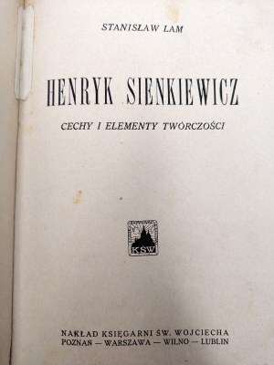 Lam Stanislaw - Henryk Sienkiewicz - features and elements of creativity, Poznań ca. 1924