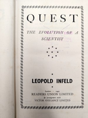 Leopold Infeld - The evolution of a scientist, London 1942 [ First edition ].