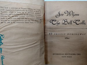 Hemingway Ernest - For whom the bell tolls - New York 1940 [ early edition ].
