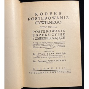 S. GO£¡B, Z. WUSATOWSKI - Občiansky súdny poriadok, II. diel [1933].