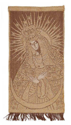 Jacquard macatka with the image of the Blessed Virgin Mary of the Dawn Gate, Cooperative 
