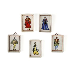 Miniaturowe plakiety przedstawiające polskie pary królewskie z XVI w, Cepelia Opole