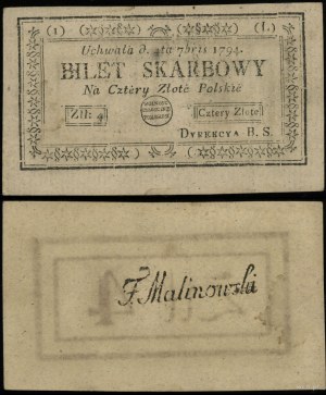 Poland, 4 Polish zlotys, 4.09.1794
