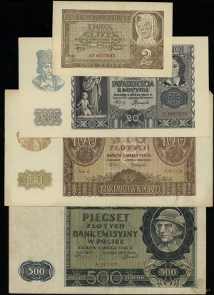 Poland, set of 4 banknotes, 1940-1941