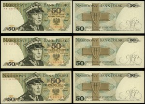 Poland, set: 3 x 50 zloty, 9.05.1975
