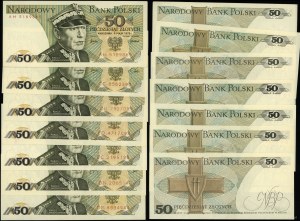 Poland, set: 7 x 50 gold, 1975-1982