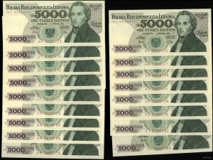 Poland, set: 17 x 5,000 zloty, 1.06.1982