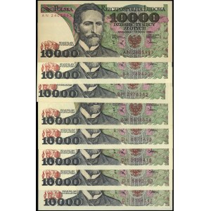 Polska, zestaw: 8 x 10.000 złotych, 1.12.1988