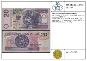 Poland, 20 zloty, 25.03.1994