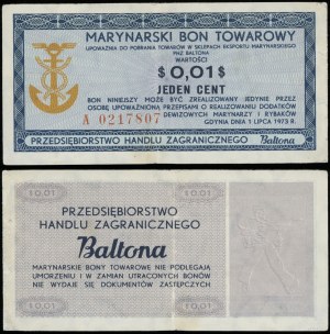 Poland, voucher for 1 cent ($0.01), 1.07.1973, Gdynia
