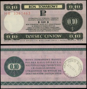 Poland, voucher for 10 cents ($0.10), 1.10.1979