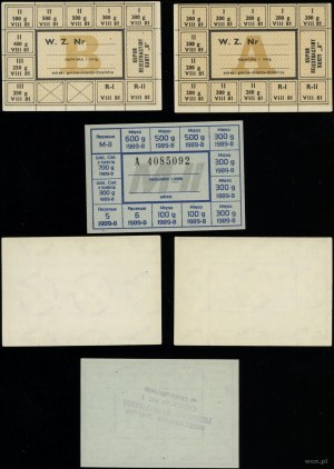 Poland, set of 3 cards for groceries, 1981-1989