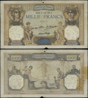 France, 1,000 francs, 7.05.1931