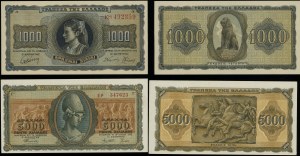 Greece, set: 1,000 drachmas and 5,000 drachmas, 21.08.1942 and 19.07.1943