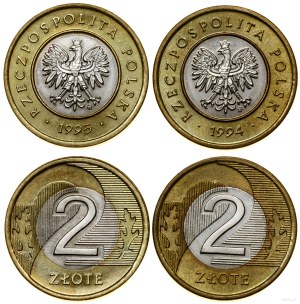 Poland, set: 2 x 2 gold, 1994 and 1995, Warsaw