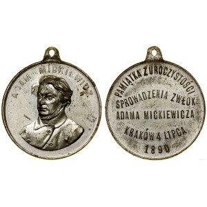 Polska, odznaka na pamiątkę sprowadzenia zwłok Adama Mickiewicza do Krakowa, 1890