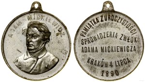 Poland, badge to commemorate the bringing of Adam Mickiewicz's corpse to Krakow, 1890