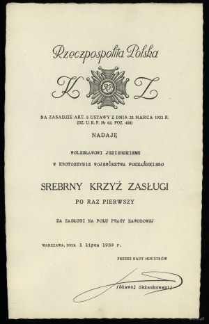 Poland, Silver Cross of Merit with award, 1939, Warsaw