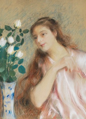 Teodor AXENTOWICZ (1859-1938), Dziewczyna z różami