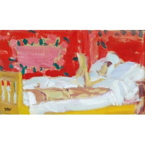 Wojciech WEISS (1875-1950), Renia (żona artysty) czytająca w łóżku