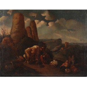 Malarz nieokreślony, XVIII w., Pejzaż ze sztafażem