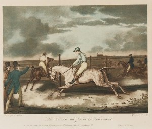 Jean Pierre Marie JAZET (1788-1871), Carl VERNET (1758-1836) - według, La Course au premier Tournant [Wyścig na pierwszym zakręcie], 1827