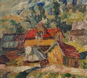 Włodzimierz SAWULAK (1906-1980), Pejzaż z chatami
