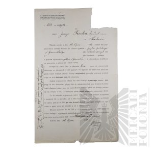 Austria-Hungary - Letter of the C.K. Krakow Examination Commission for Candidates for Teachers Addressed to Brig. Gen. Jerzy Ferek-Bleszynski. Kraków 1914.