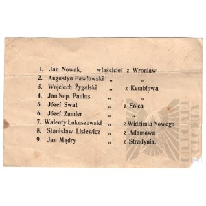 XX w. (?) - Dokument Lista Nazwisk
