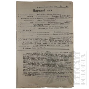USSR - Application for the Order of the Red Star for Mikhail Melnichenko.