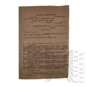 ZSRR - Wniosek o Nadanie Orderu Czerwonej Gwiazdy dla Nikołaja Pieremietiewa.