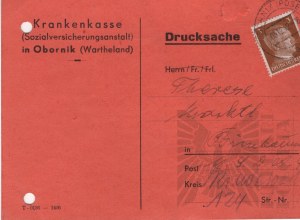 IIWW/Occupation Document of the Social Insurance Institution in Obornik Wielkopolska.
