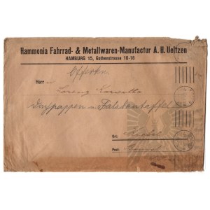 Niemcy - Koperta Firmy Hammonia Producent Rowerów i Wyrobów Metalowych A.H. Ueltzena (Hammonia Fahrrad & Metallwaren Manufactur A.H. Ueltzen, Hamburg)