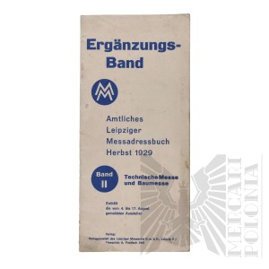 Niemcy - Broszura Suplement Do Oficjalnej Książki Adresowej Lipsk Jesień 1929 (Ergaenzungs-Band Amtliches Leipziger Messadressbuch Herbst 1929) Lipsk (Leipzig) 1929